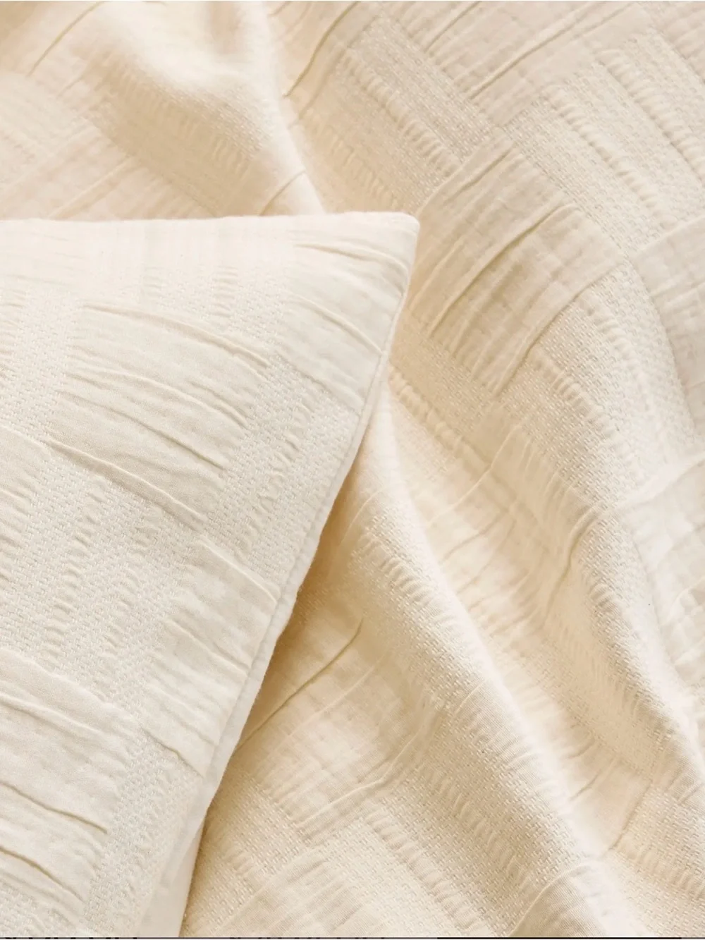 Quince Twin Checkered Matelasse Cotton Duvet Cover Set